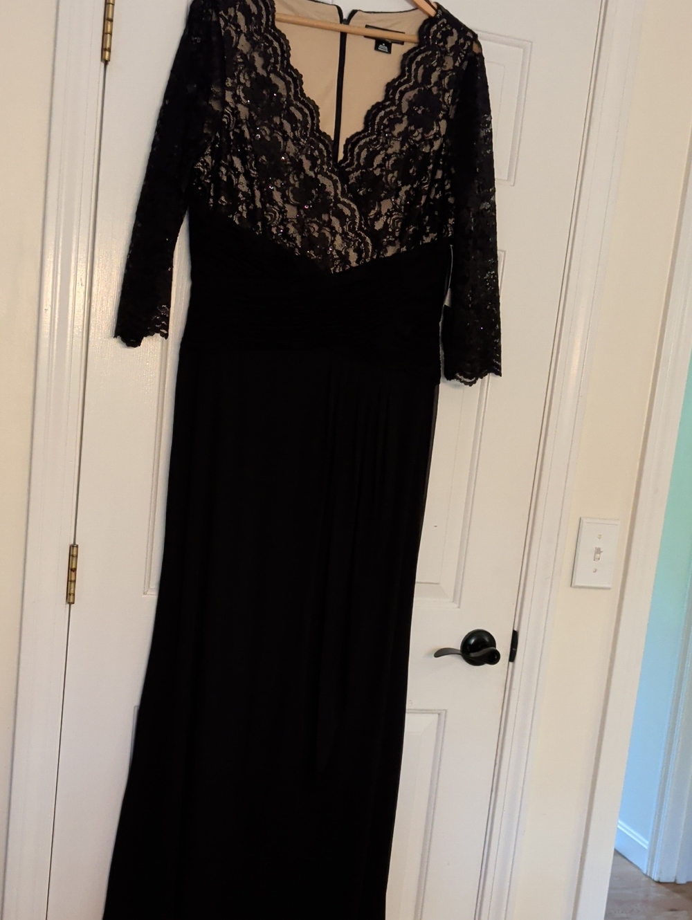Jessica Howard Long Social Dress Lace Bodice Maxi Dress Black Size 16 NWT
